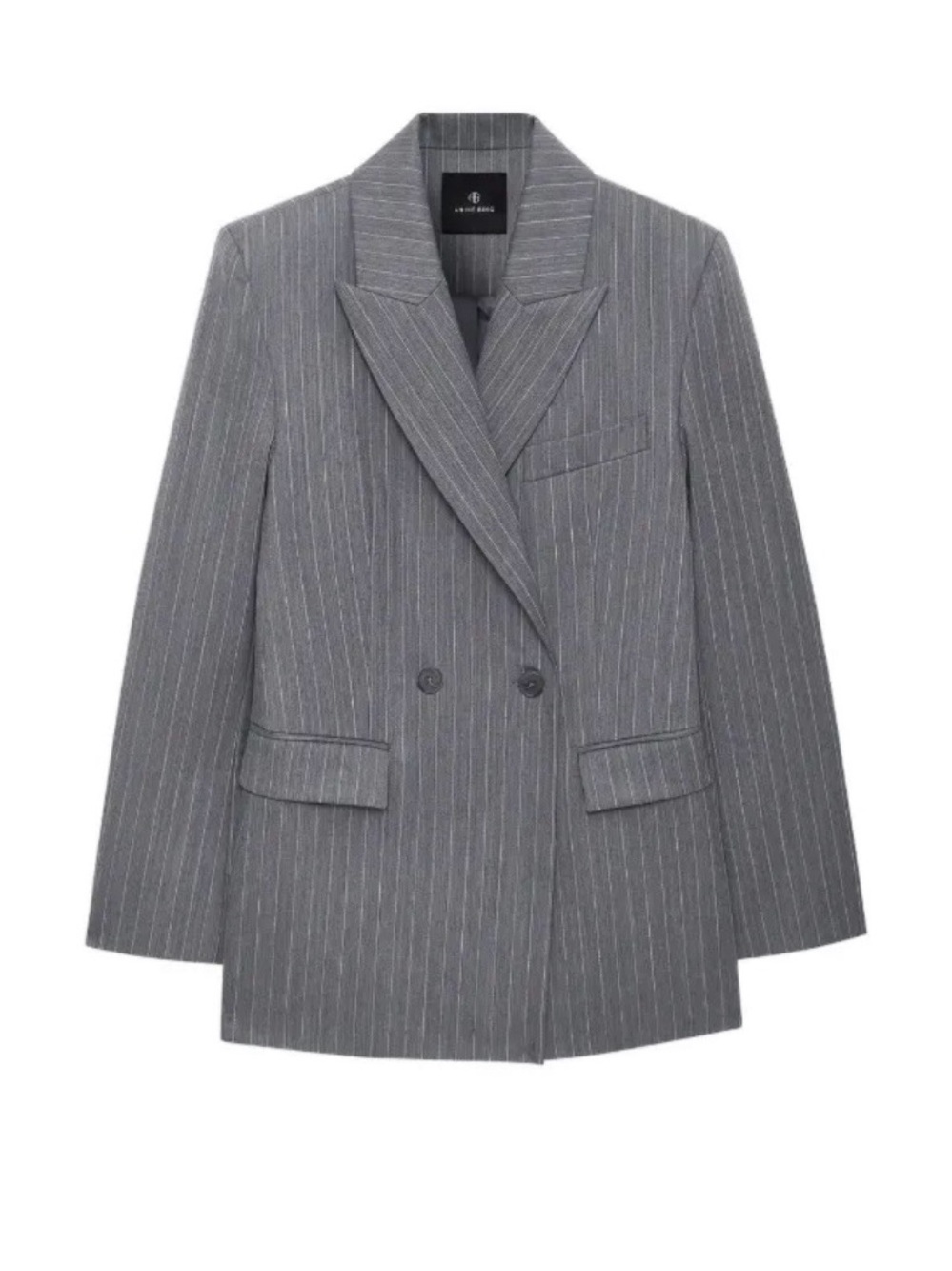 Anine Bing Grey Pinstripe Double-Breasted Blazer tiphane blazer